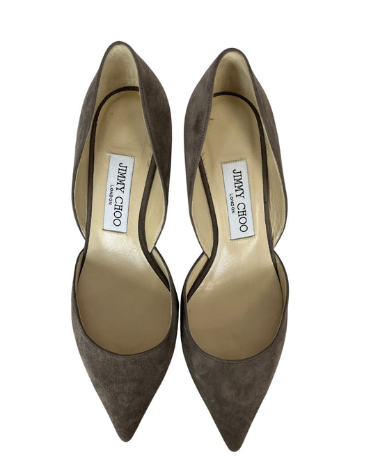 JIMMY CHOO Brown Suede Kitten Heel Pumps (Size 6.5)