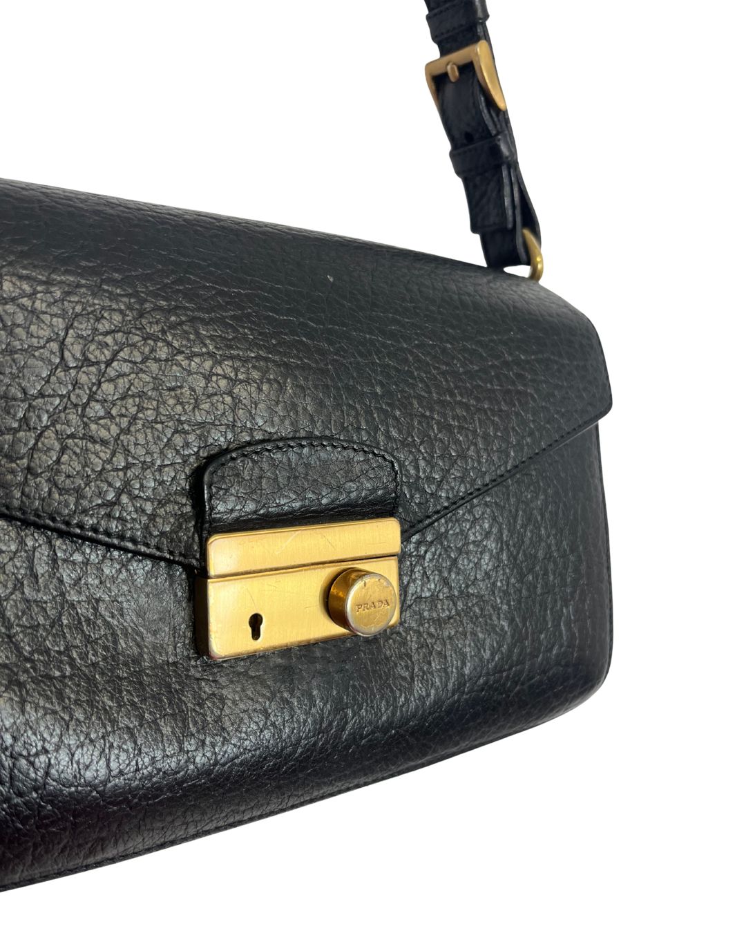 PRADA Berlino Sound Black Leather Shoulder Bag