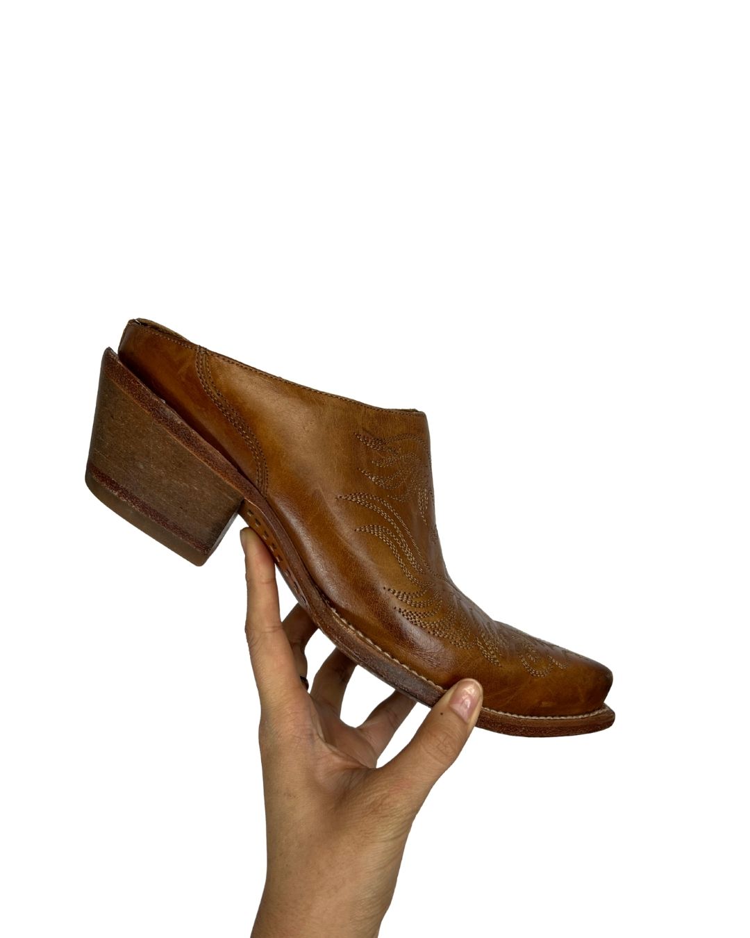 LUCCHESE Charlie 1 Horse Brown Leather Cowboy Mules (Size 8)