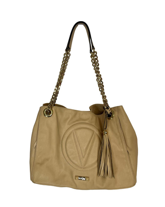 VALENTINO Verra Signature Leather Tan Tote Bag