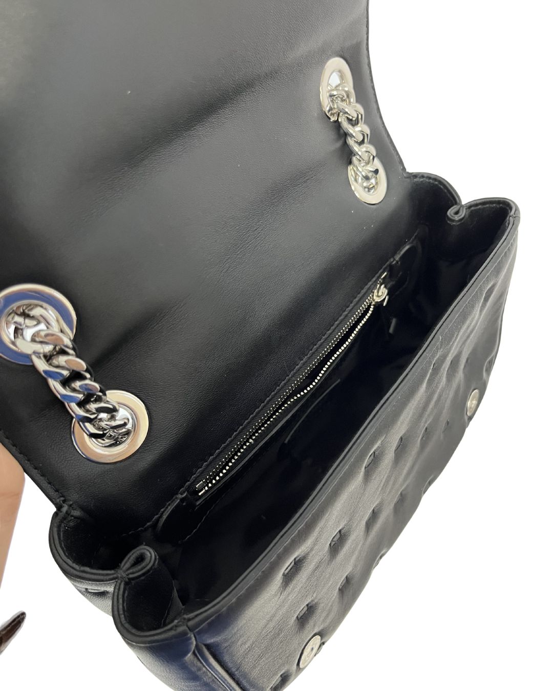MOSCHINO Black Quilted Leather Shoulder Bag