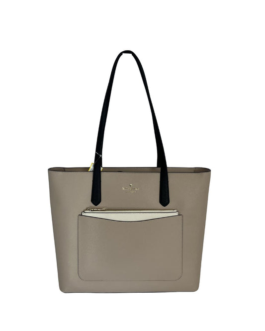 KATE SPADE Staci Colorblock Beige Leather Tote Bag