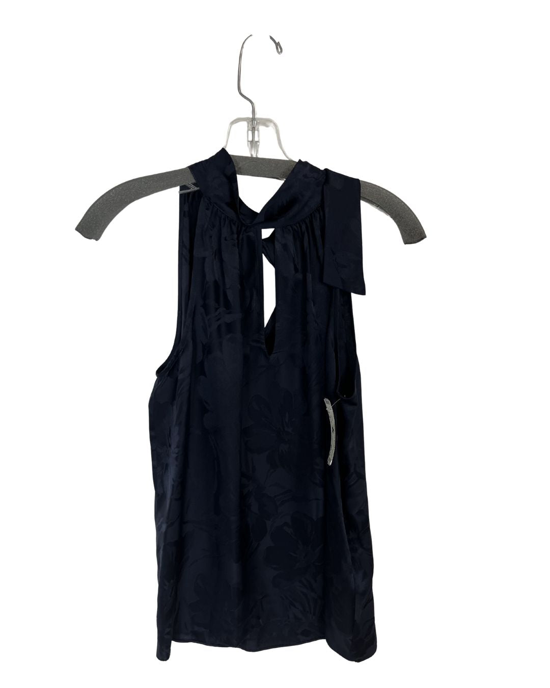 TANYA Navy Blue Silk Floral Halter Top (Size 4)