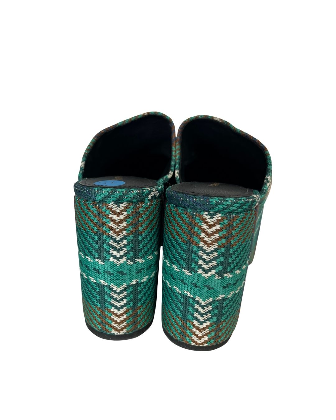 LARROUDE Miso Green Plaid Platform Clogs (Size 7.5)