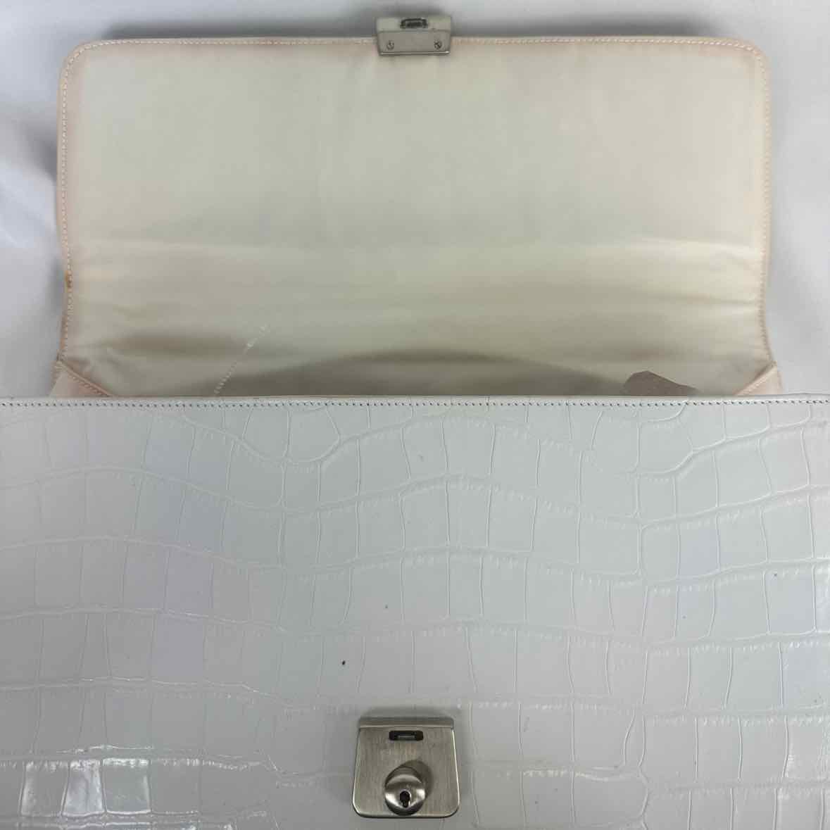 PRADA White Alligator Top Handle Bag