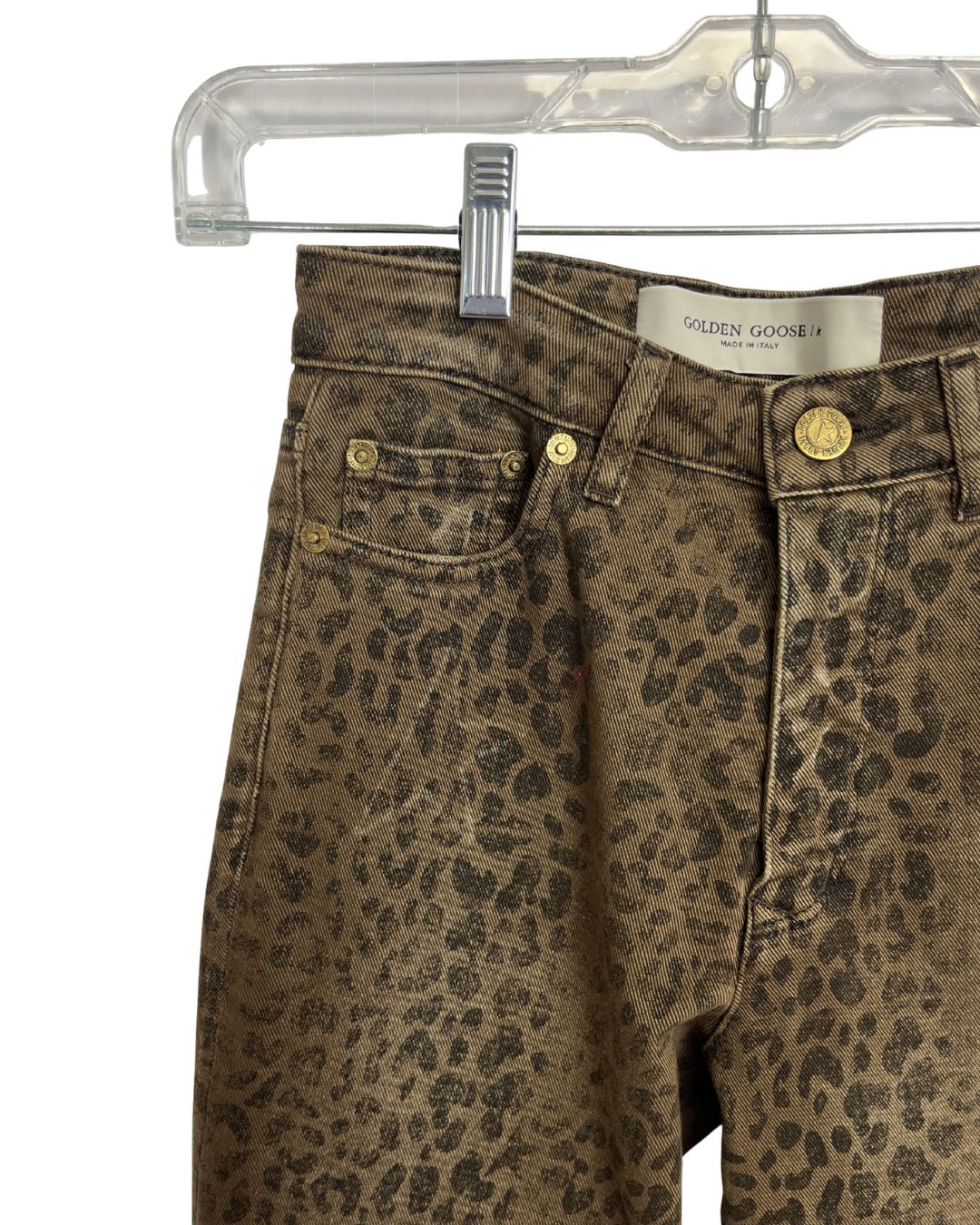 GOLDEN GOOSE Faded Leopard Brown Jeans (Size XXS)