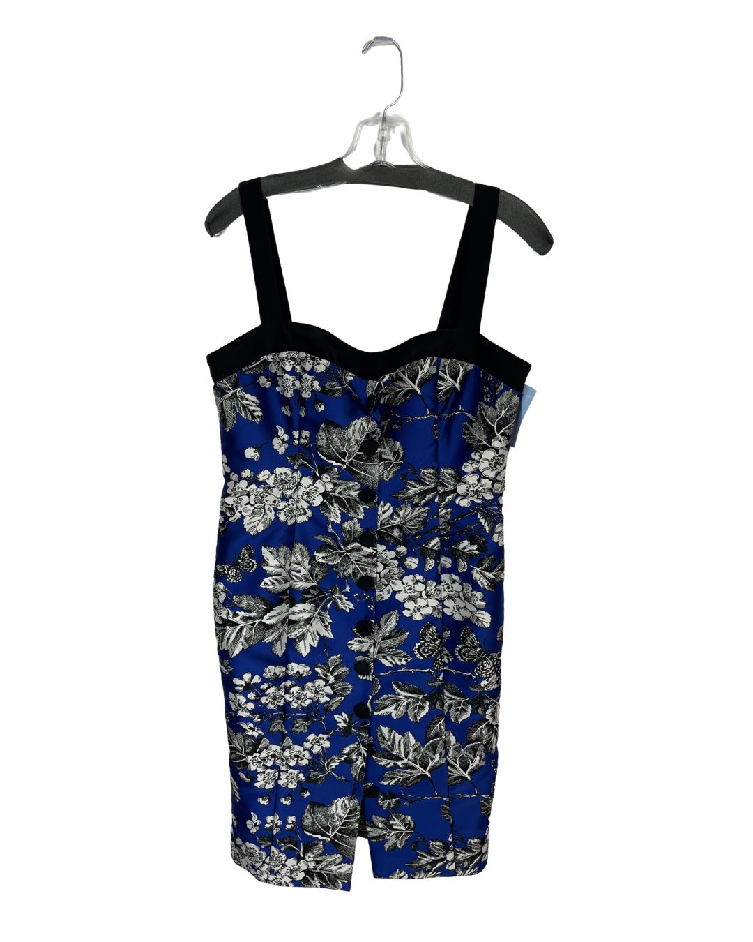 CAROLINA HERRERA Blue Floral Midi Dress (Size 8)