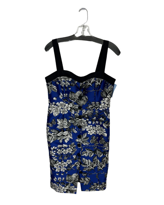 CAROLINA HERRERA Blue Floral Midi Dress (Size 8)