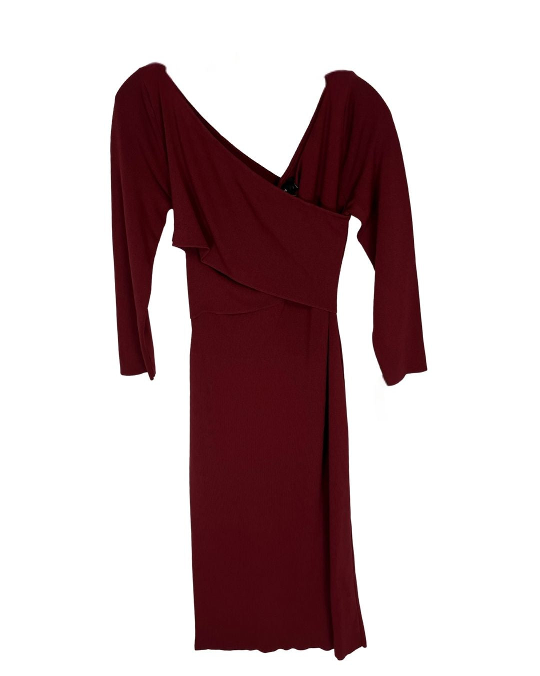 THEORY Daverin Lustrate Bodycon Burgundy Dress (Size L)