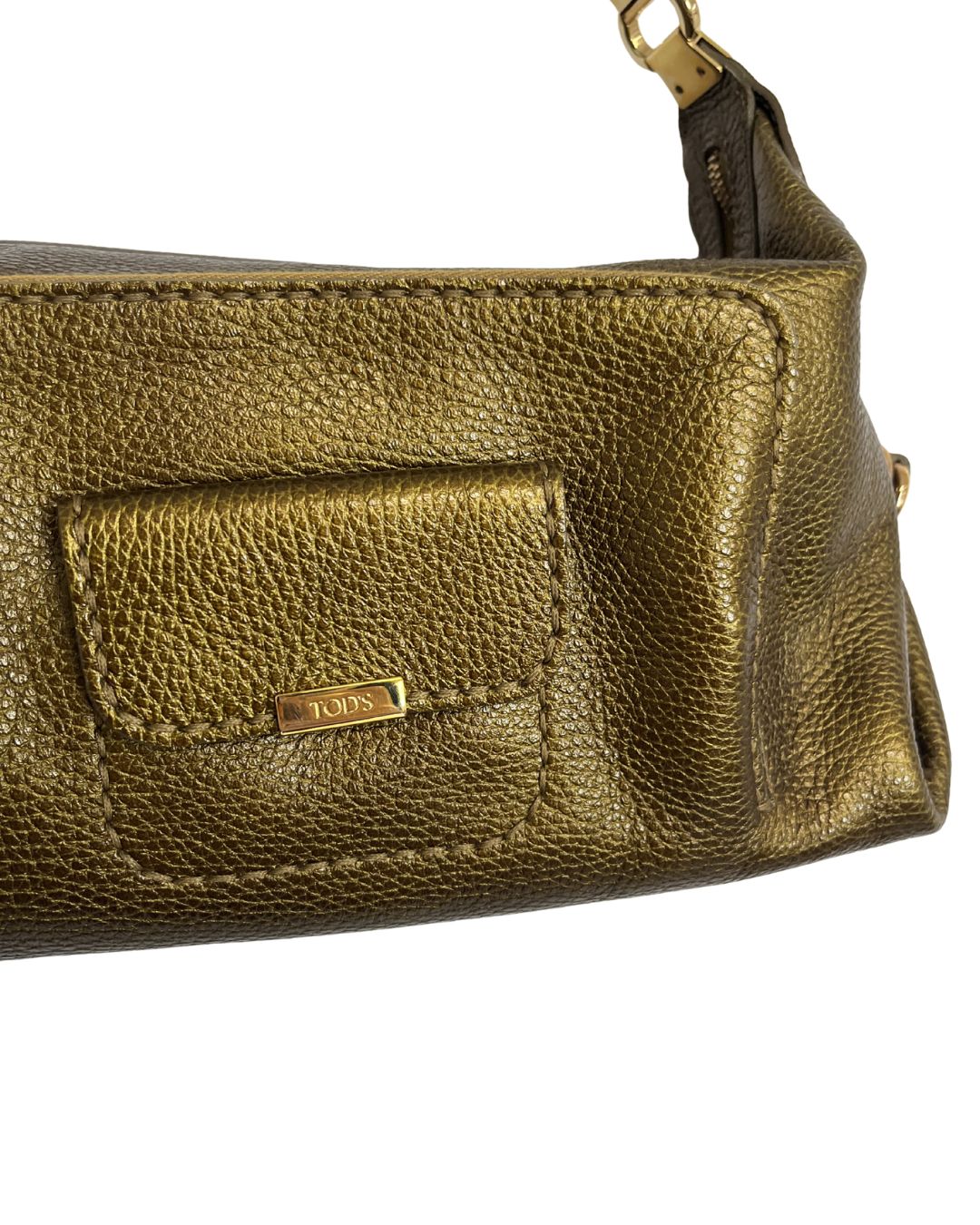 TOD'S Metallic Gold Leather Handbag