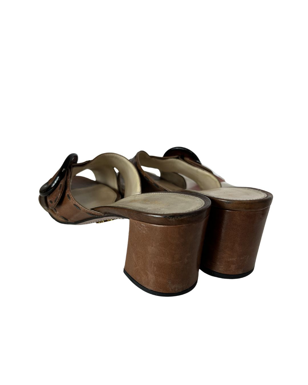 PRADA Vintage Brown Leather Mules (Size 8.5)