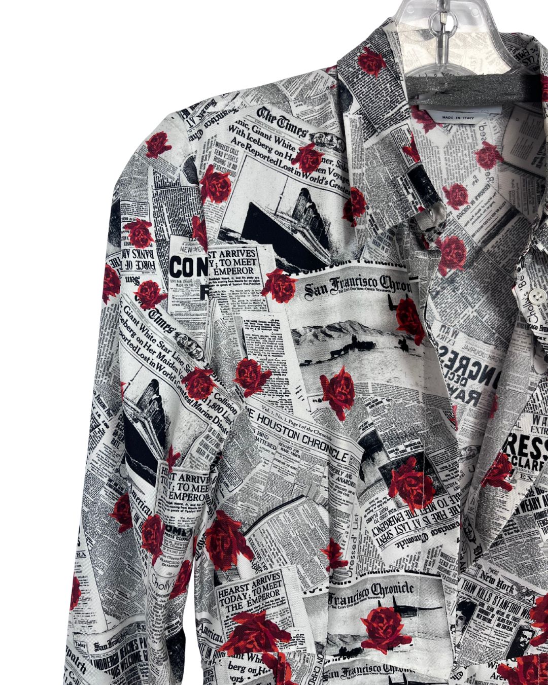 GABRIELA HEARST Newspaper Print Shirt Dress (Size 8)