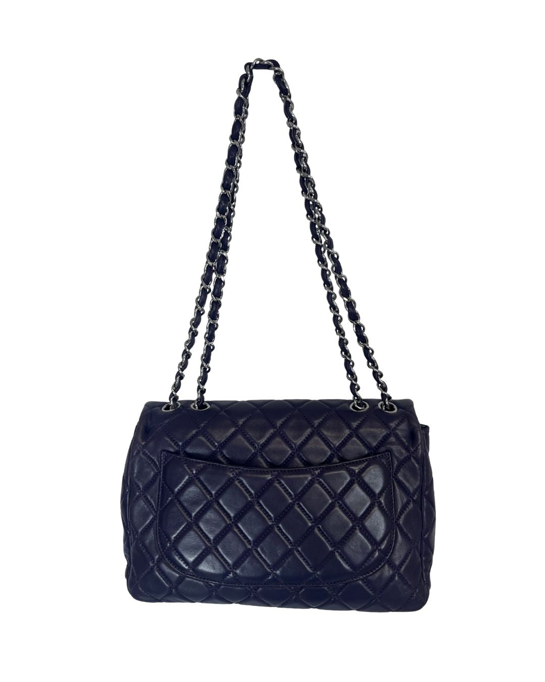 CHANEL Jumbo Purple Quilted Leather Flap Bag