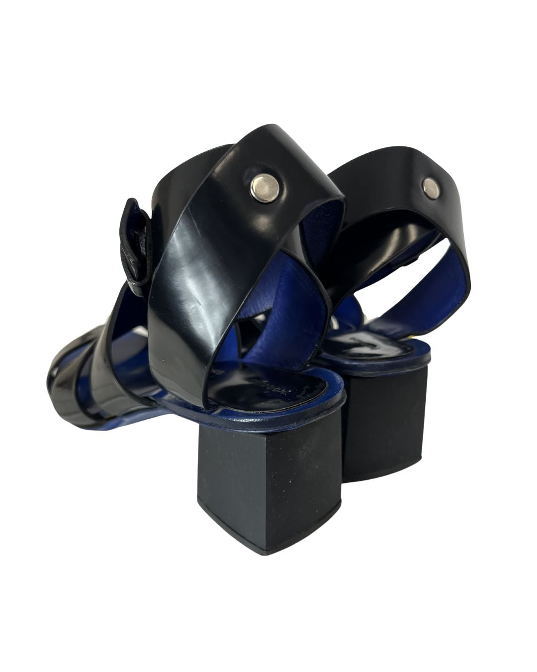 PROENZA SCHOULER Black Patent Leather Sandal Heels (Size 7.5)