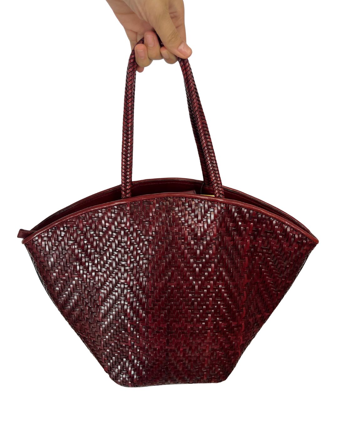 PAOLO MASI Red Woven Leather Handbag
