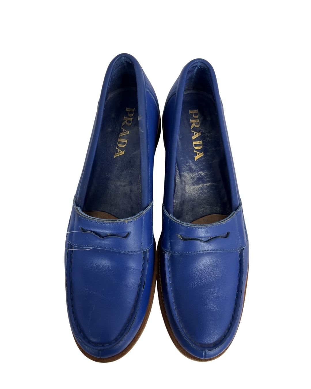 PRADA Vintage Blue Leather Loafers (Size10)