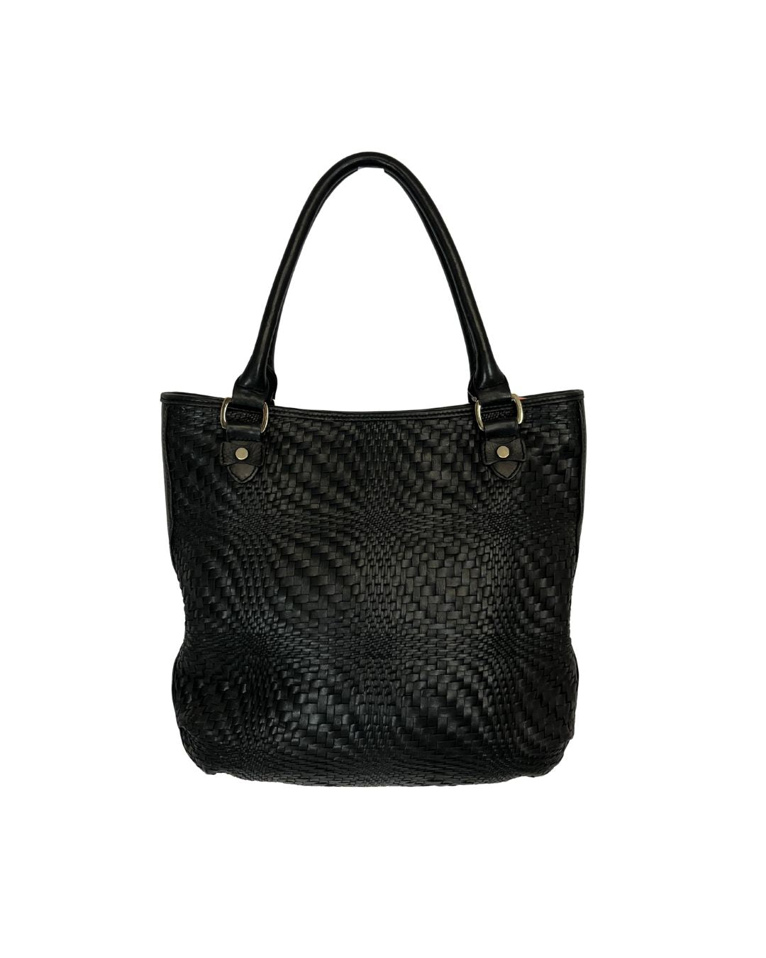 HELEN KAMINSKI Black Woven Leather Tote Bag