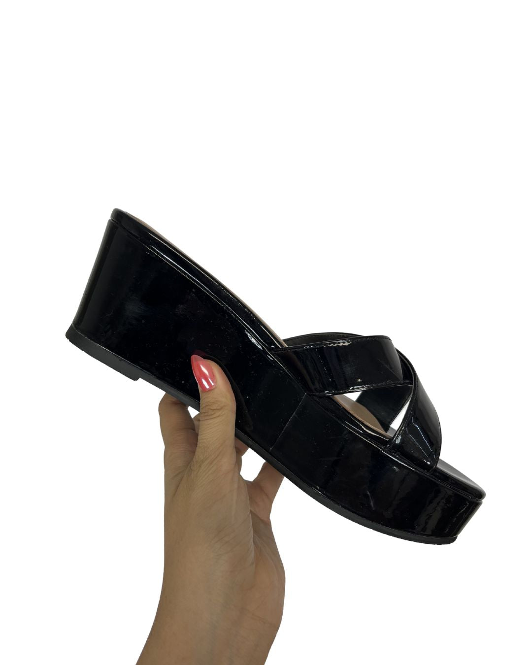 STUART WEITZMAN Black Leather Sandals (Size 6.5)