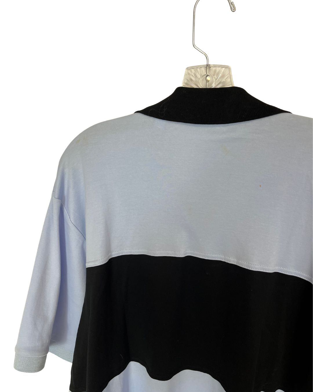 BURBERRY Blue Silk Trim Runway Polo Shirt (Size L)