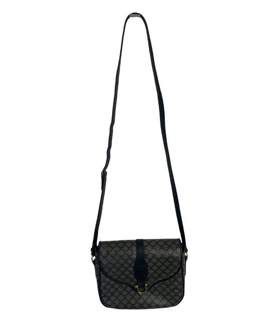 CELINE Vintage Macadam Canvas Navy Crossbody Bag