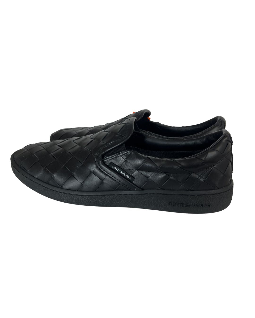 BOTTEGA VENETA Woven Black Leather Sneakers (Size 8.5)