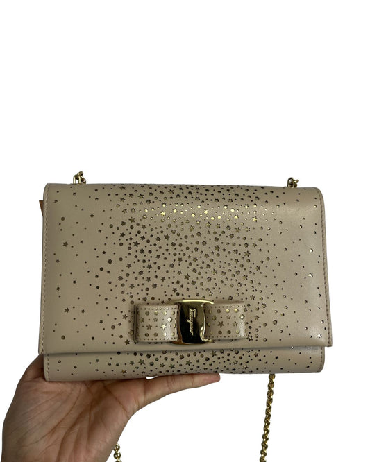 FERRAGAMO Miss Vara Twinkle Tan Crossbody Bag