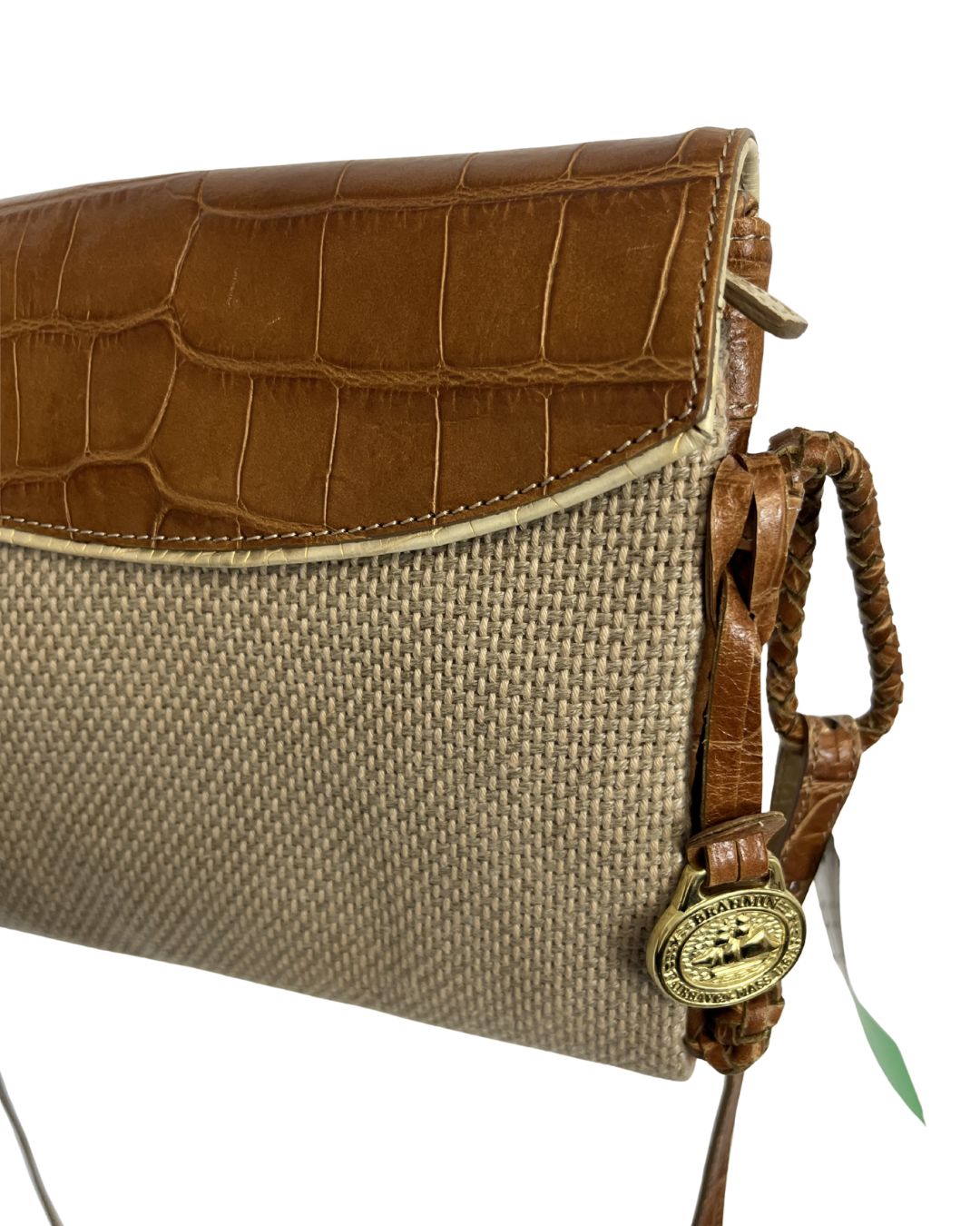 BRAHMIN Beige Brown Leather Crossbody Bag
