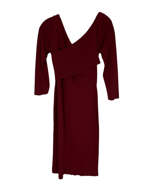 THEORY Daverin Lustrate Bodycon Burgundy Dress (Size L)