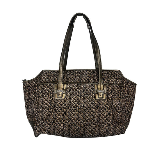 Coach Reptile Print Tote – Black & Taupe with Leather Straps | Y2K Glam Meets Everyday Edge