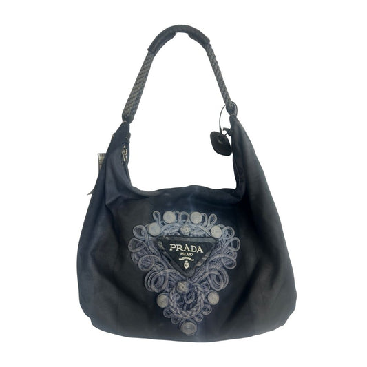 Prada Tessuto Tie-Dye Hobo Bag – Blue Nylon with Silvertone Hardware & Leather Trim