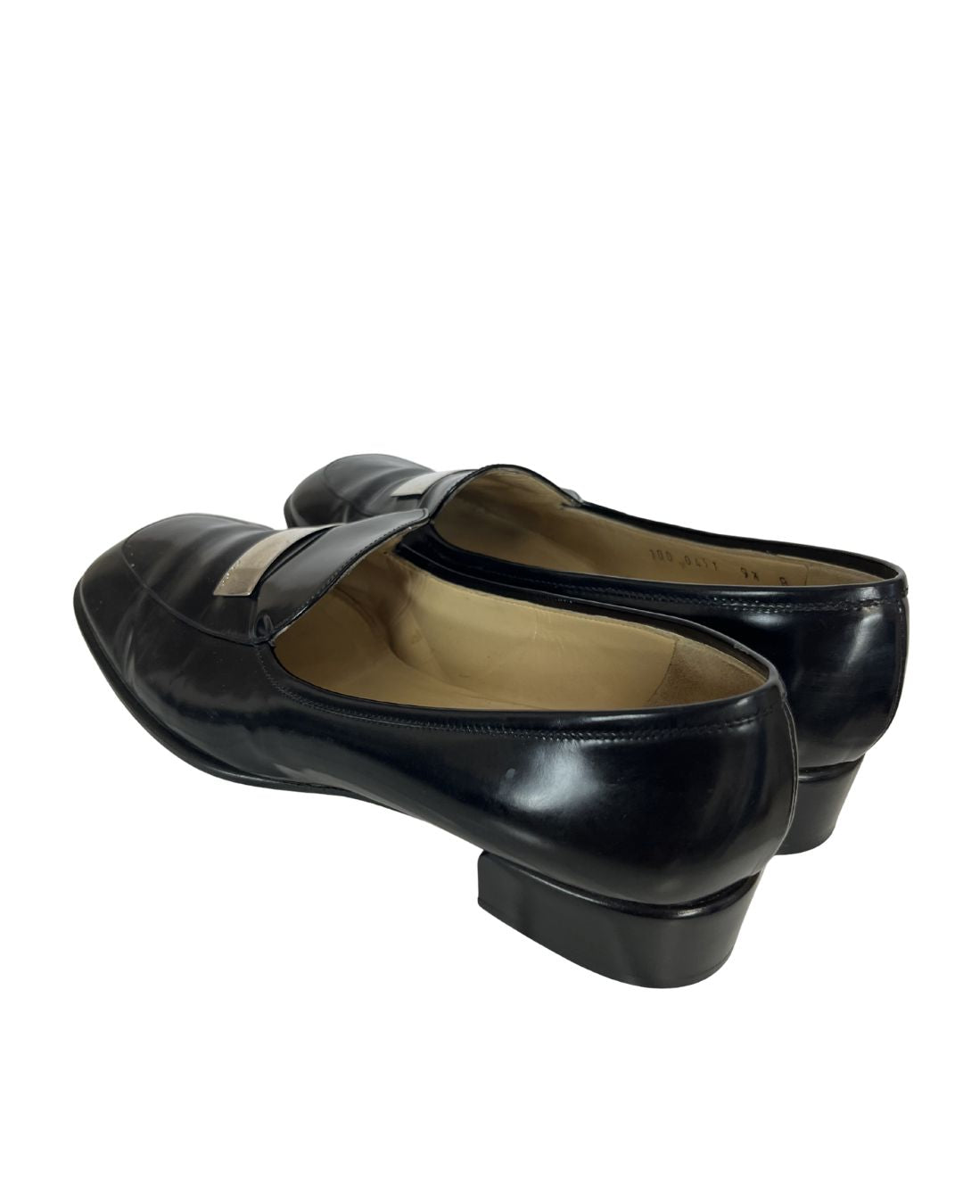 GUCCI Vintage Black Leather Heel Loafers (Size 9.5)
