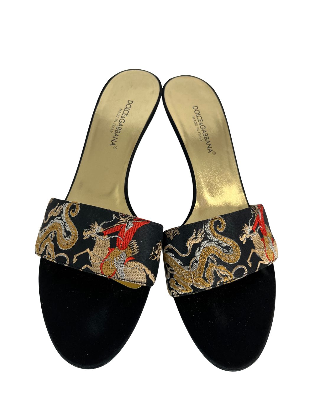 DOLCE & GABBANA Black Print Kitten Heels (Size 9.5)