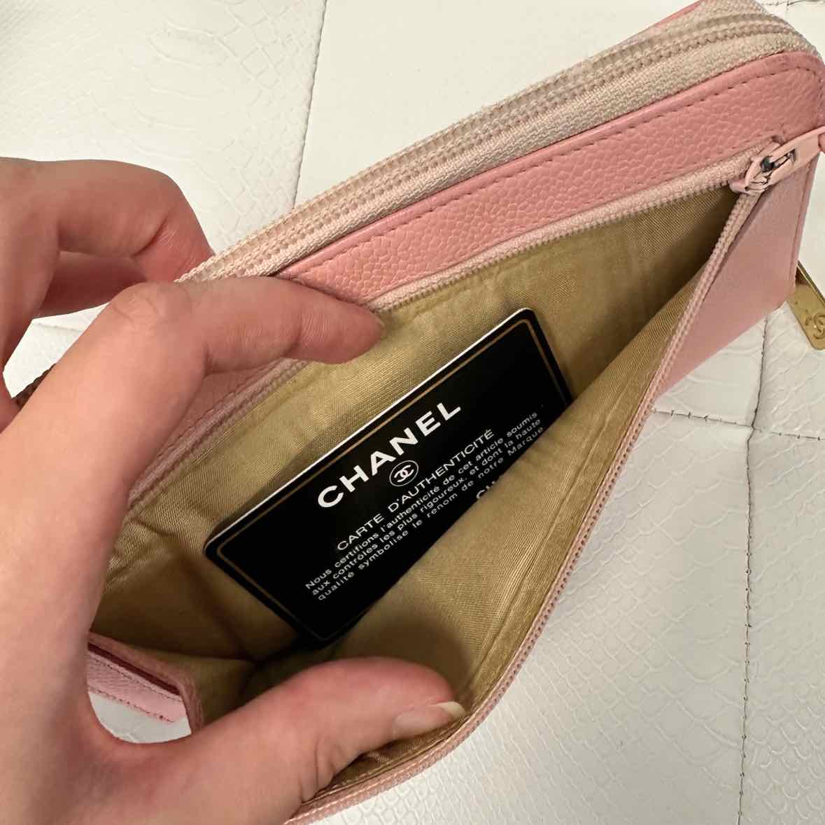 CHANEL Pink Wallet with Embroidered Logo