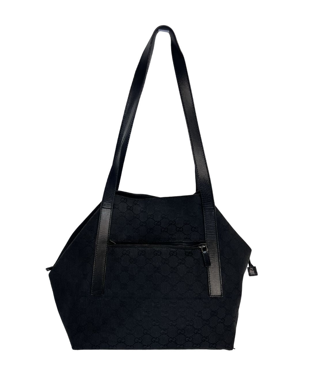 GUCCI GG Black Canvas Shopping Tote Shoulder Bag