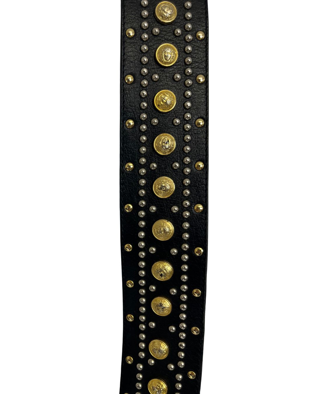 GIANNI VERSACE Vintage Black Leather Studded Belt