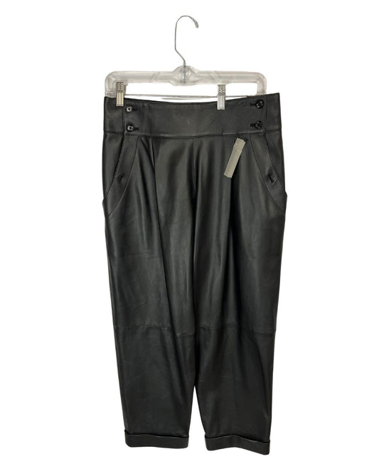 RALPH LAUREN Black Leather Pleated Pants/Trousers (Size10)