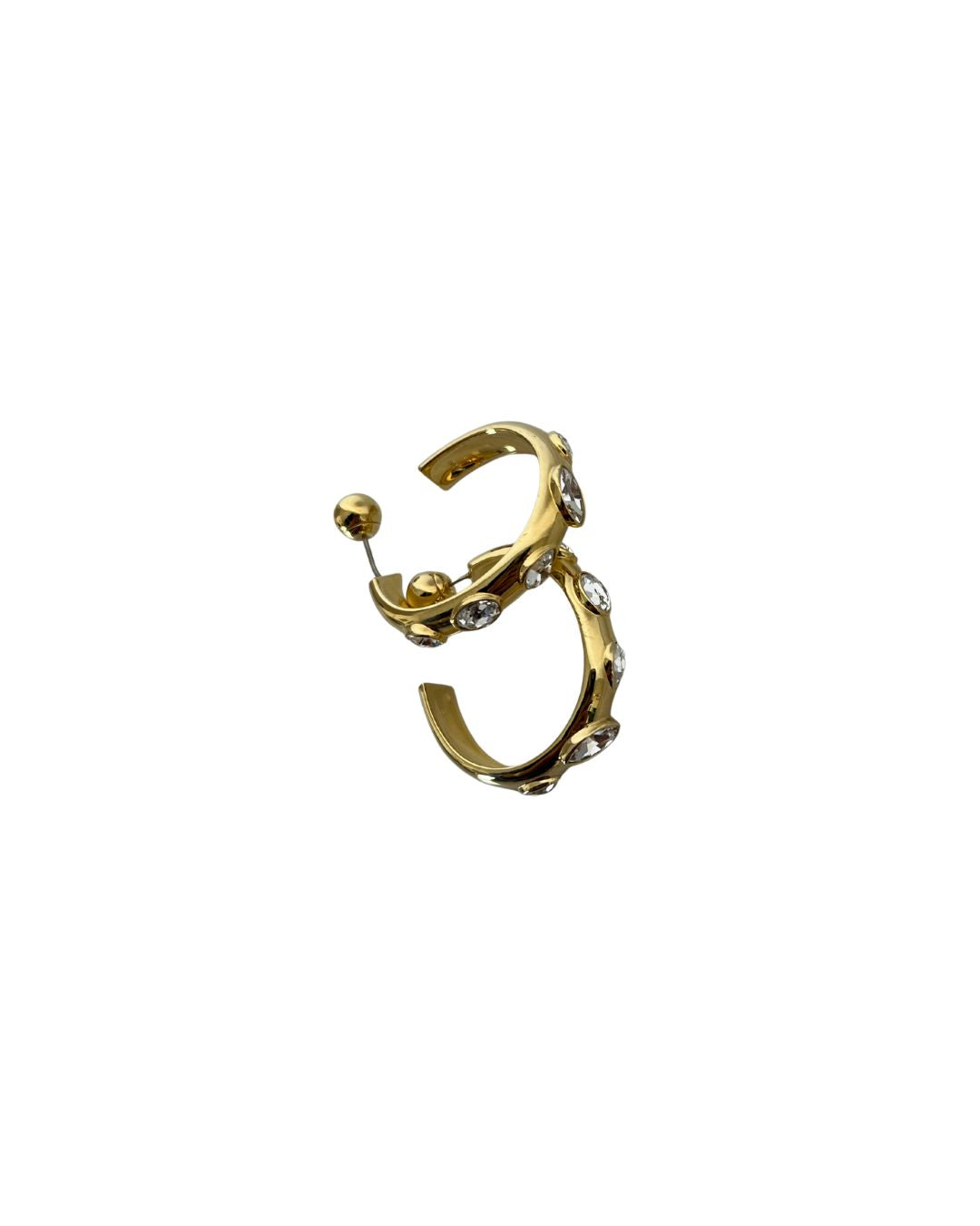 SWAROVSKI Dextera White Crystal Gold Hoop Earrings