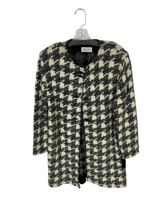 ST. JOHN Black and White Houndstooth Coat (Size L)