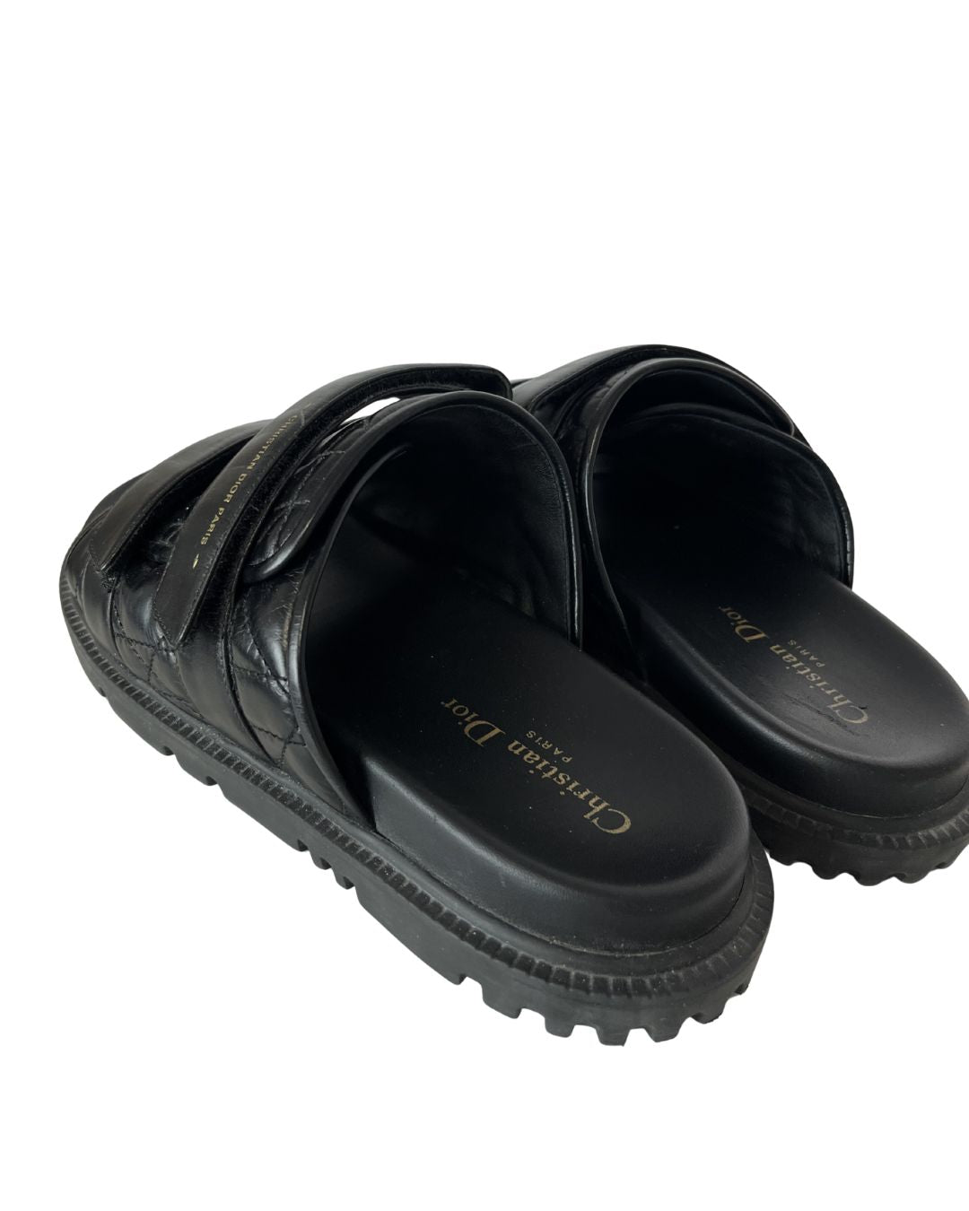 CHRISTIAN DIOR Dio(r)evolution Black Leather Sandals (Size 10)