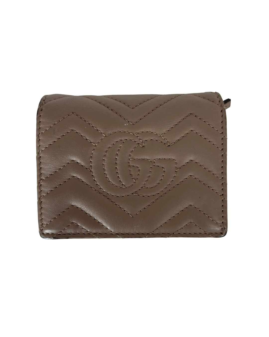 GUCCI GG Marmont Matelassé Beige Card Case Wallet