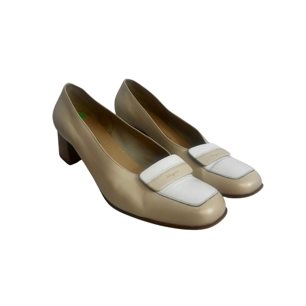 Ferragamo Vintage Cream Leather Loafers (Size 10B)