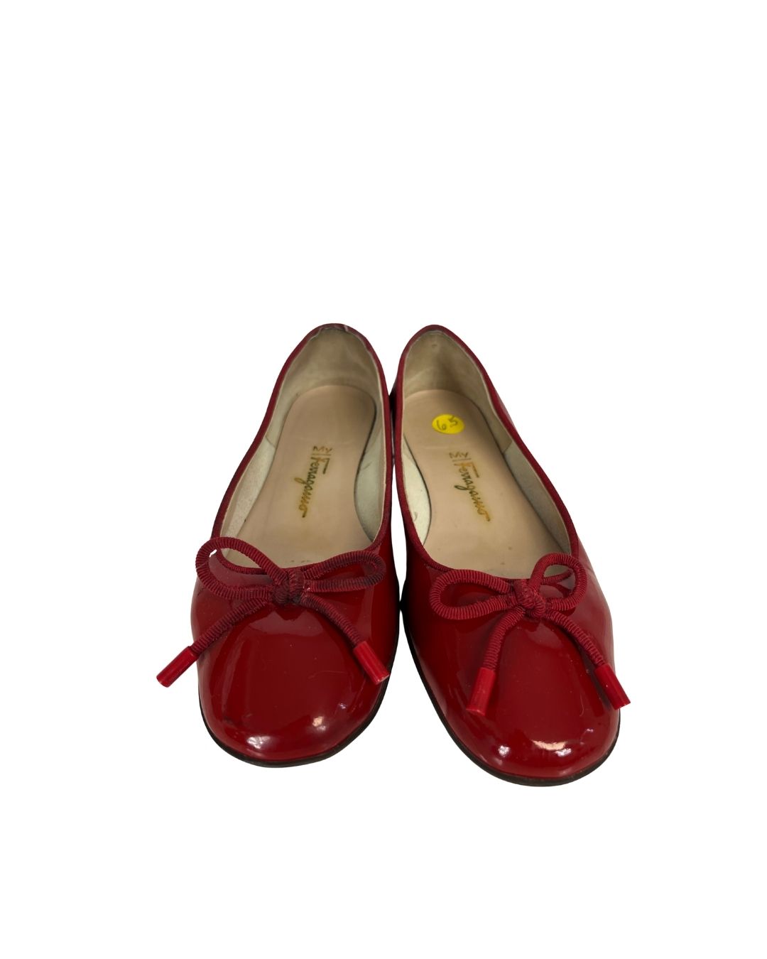 FERRAGAMO Red Leather Ballet Flats (Size 6.5)