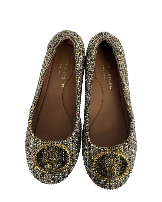 KURT GEIGER London Chelsea Crystal Embellished Flats (Size 6.5)