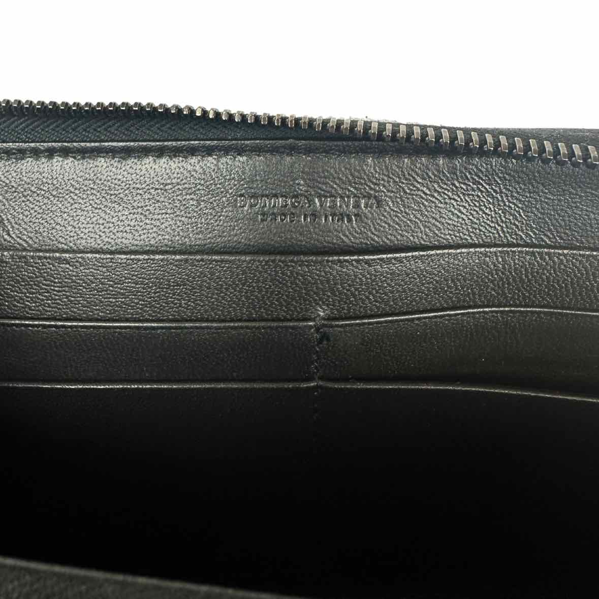 BOTTEGA VENETTA Black Nappa Intrecciato Zip Around Wallet