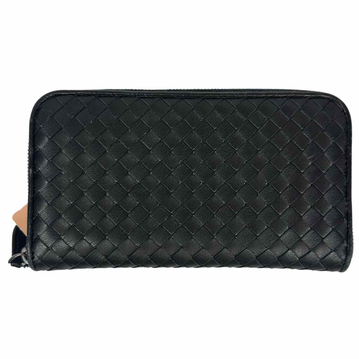 BOTTEGA VENETTA Black Nappa Intrecciato Zip Around Wallet