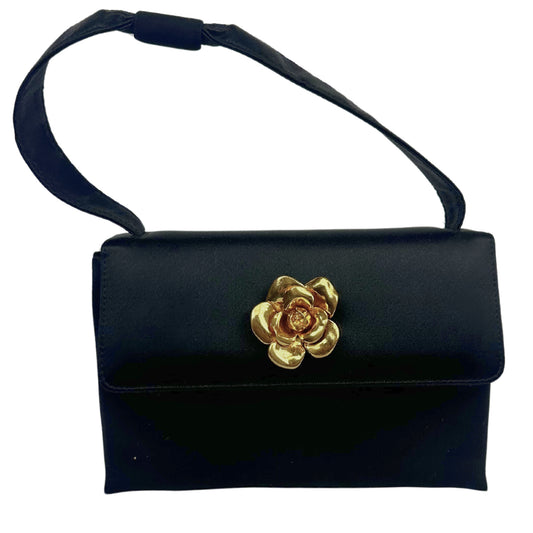 CHANEL Satin 24K Gold Camellia Mini Flap Bag