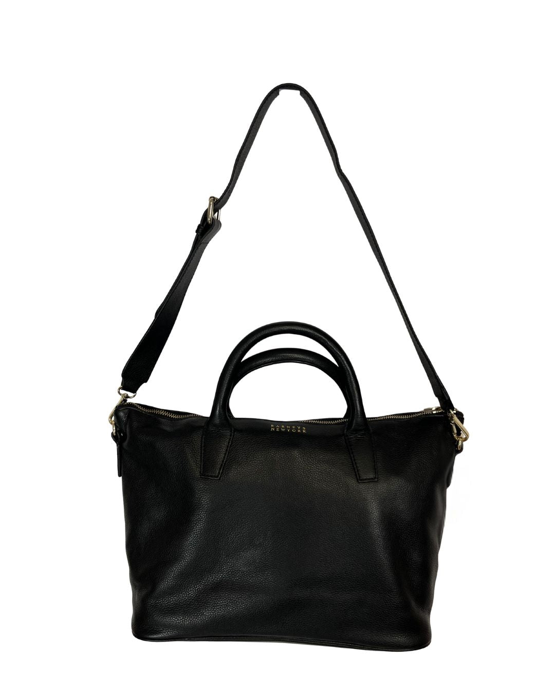 BARNEYS NEW YORK Black Leather Monica Satchel Bag