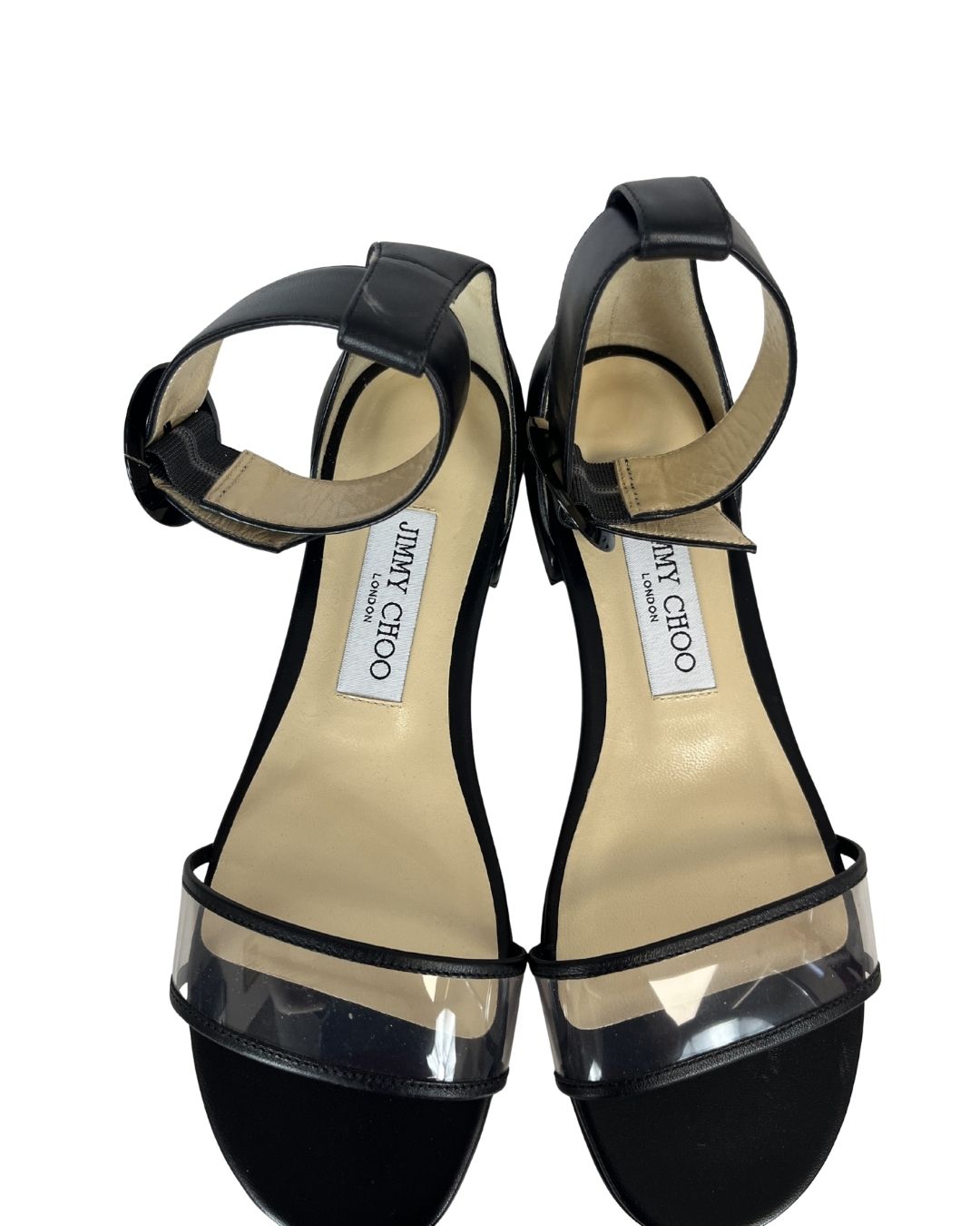 JIMMY CHOO Jaimie 40 Black Leather Sandals (Size 6.5)