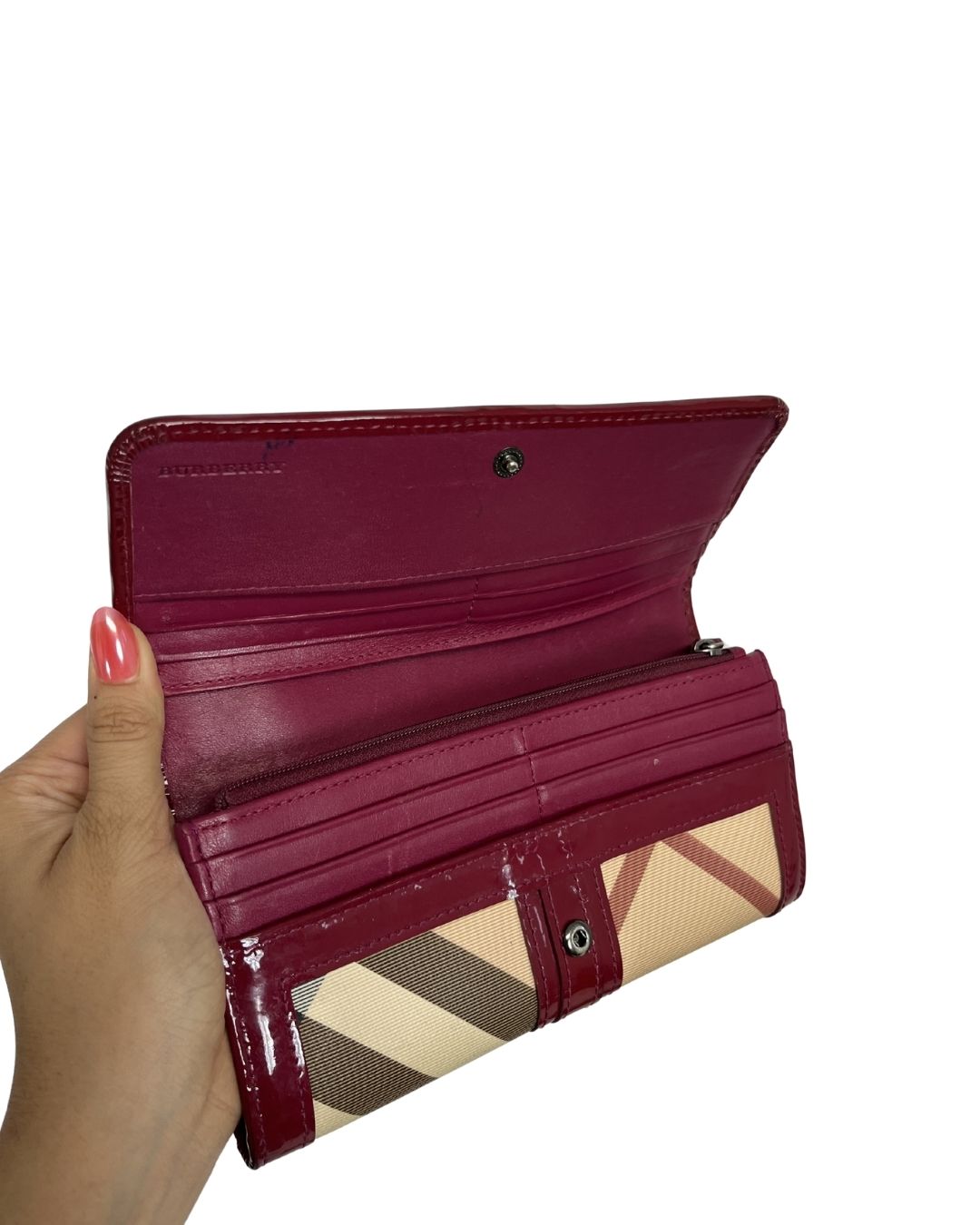 BURBERRY Raspberry Nova Check Fold Wallet