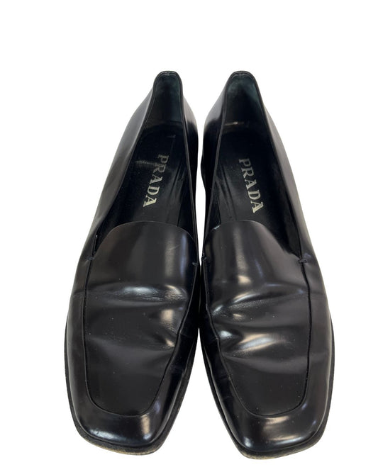 PRADA Black Leather Loafers (Size 9.5)